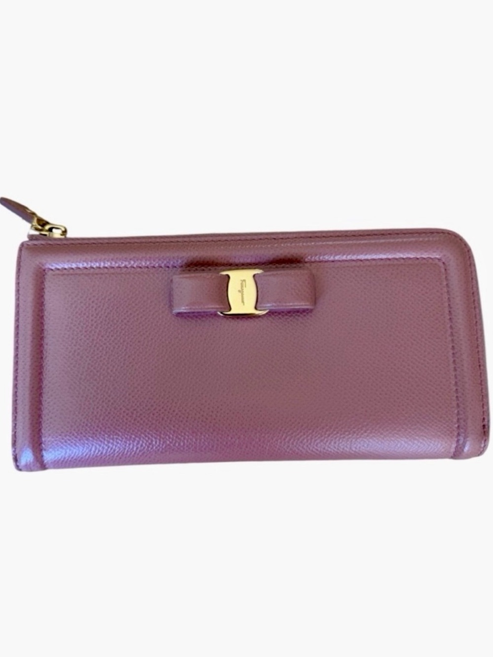 Salvatore Ferragamo Vara Ribbon Leather Round Long Wallet, Pink